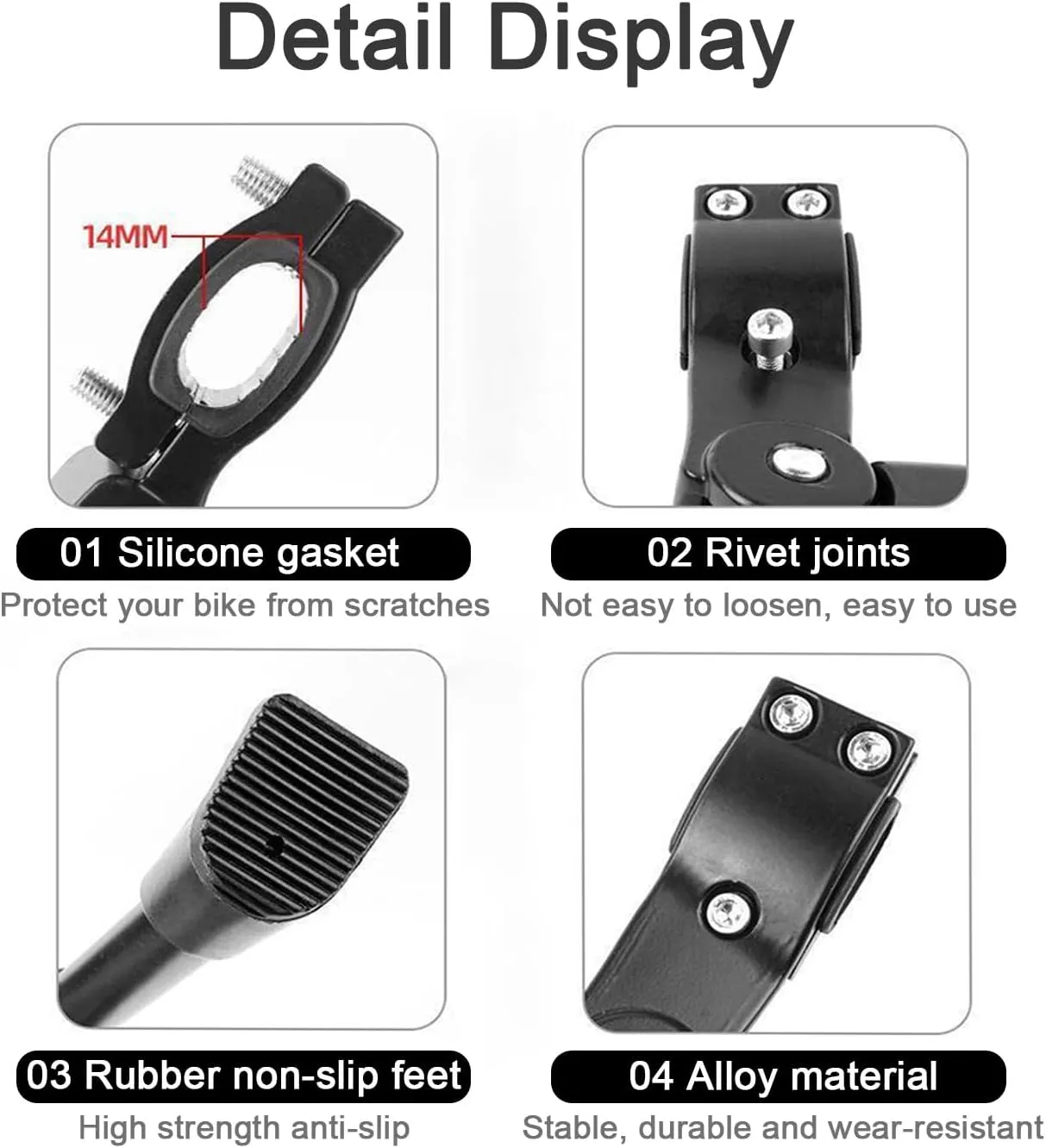 Bike Kickstand for Orbea Wild ST H20 2025, Adjustable Bicycle Kickstand, Suit Mountain Bike, Concealed Spring-Loaded Latch, Aluminum Rear Side Bicycle Stand,D