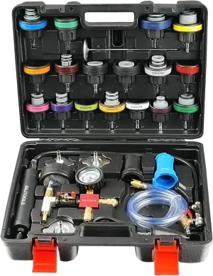BILITOOLS Radiator Coolant Pressure Tester & Vacuum Refill Kit, 28-Piece Universal Cooling System Radiator Leak Tester & Refiller