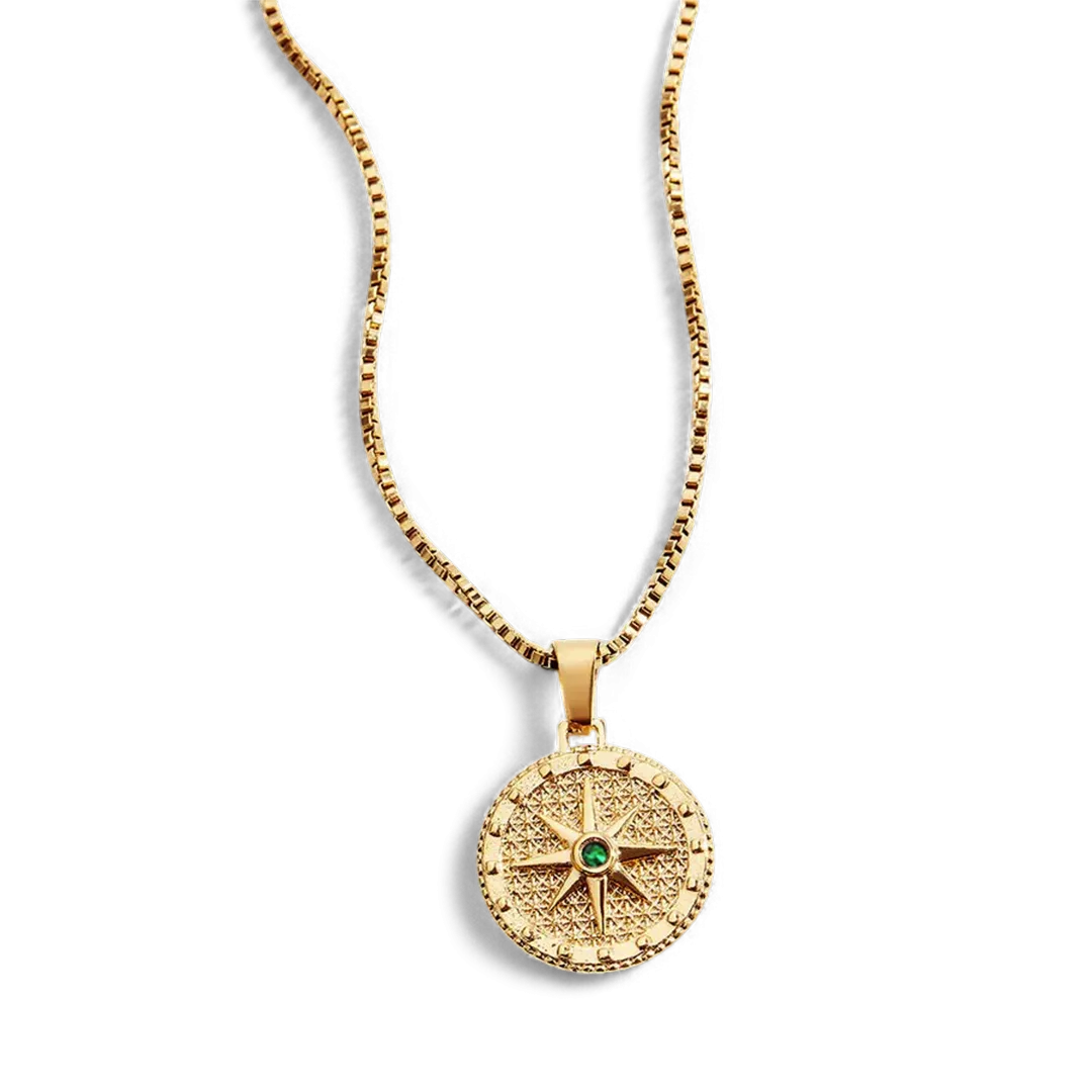 Birthstone Compass Pendant Necklace