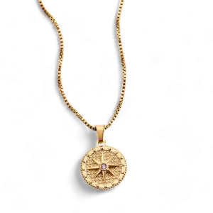 Birthstone Compass Pendant Necklace