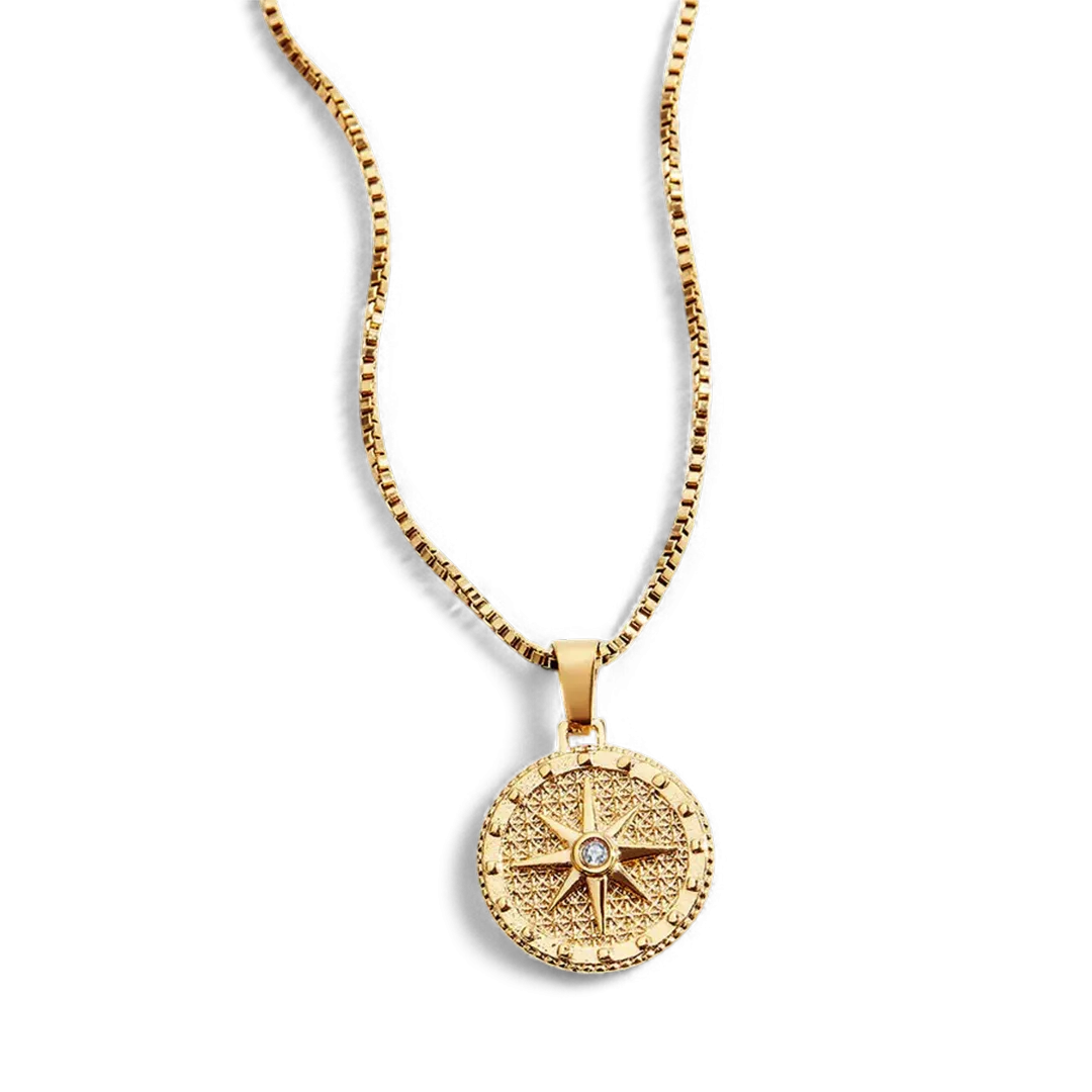 Birthstone Compass Pendant Necklace