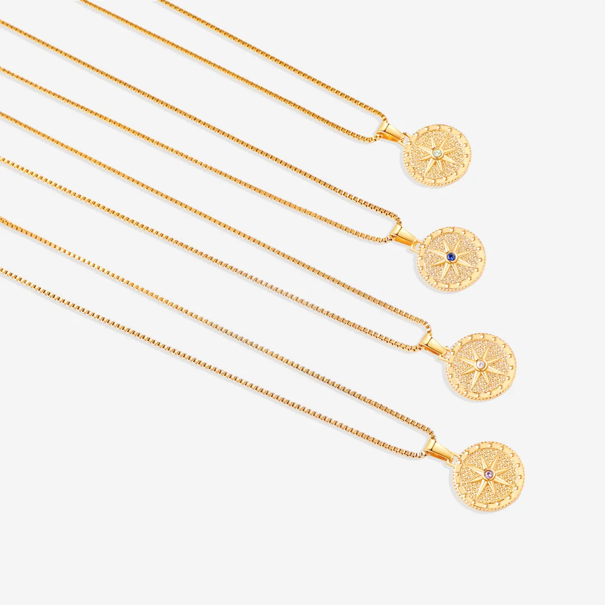 Birthstone Compass Pendant Necklace