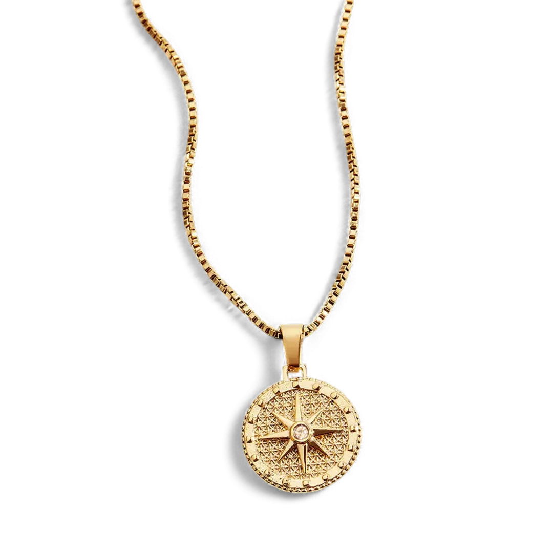 Birthstone Compass Pendant Necklace