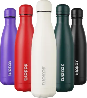 BJPKPK 17oz Insulated Stainless Steel Water Bottles,Sports Water Bottles Keep Cold for 24 Hours and Hot for 12 Hours,BPA Free for Travel,Angle White