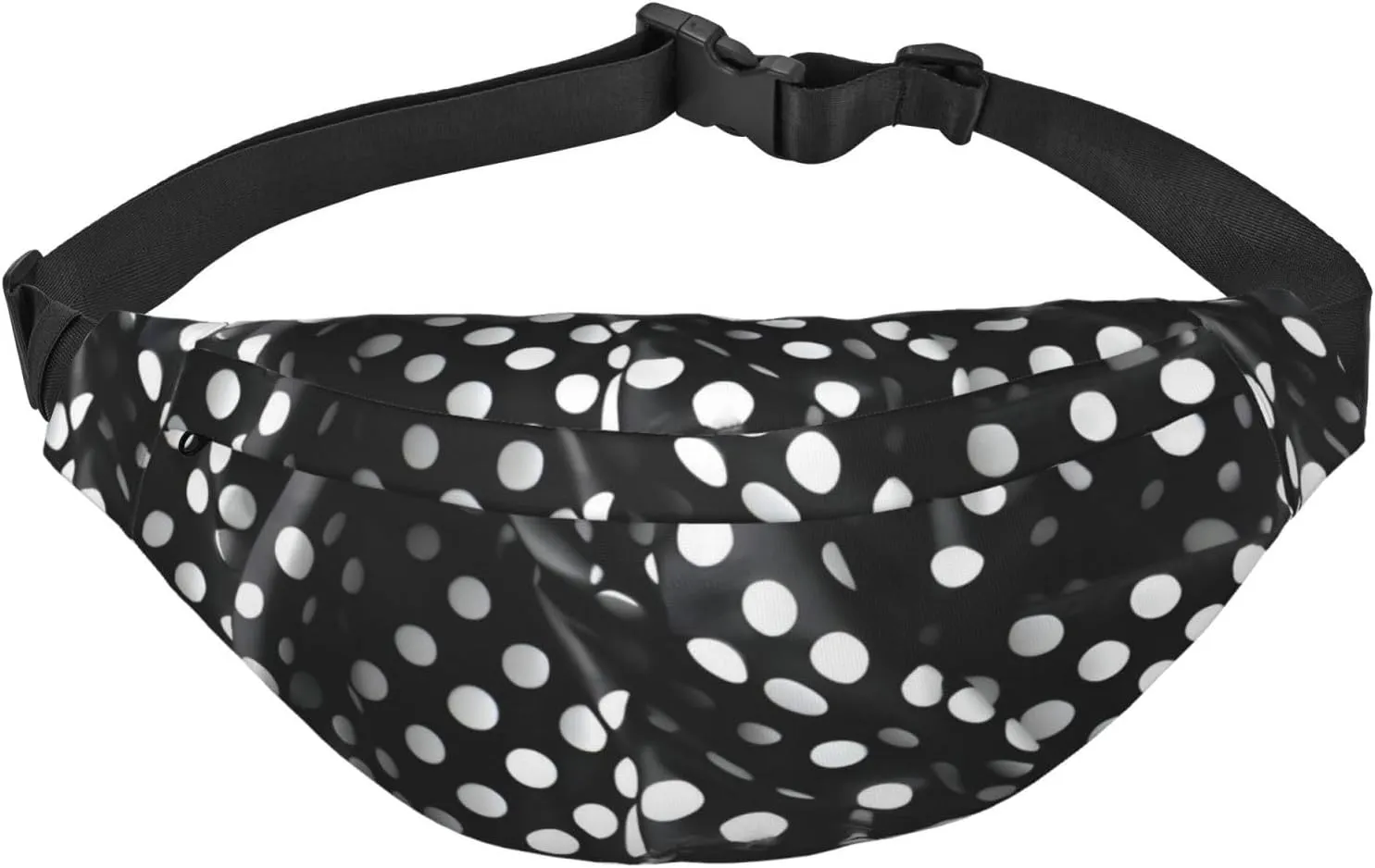 Black And White Corrugated Dots Men'S And Women'S Waist Pack, Crossbody Bag With Adjustable Belt For Running, Traveling, Sports, Hiking