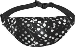 Black And White Corrugated Dots Men'S And Women'S Waist Pack, Crossbody Bag With Adjustable Belt For Running, Traveling, Sports, Hiking