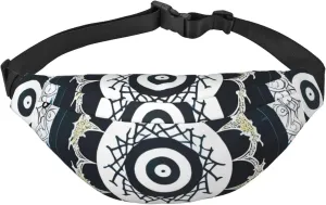 Black And White Round Totem Men'S And Women'S Waist Pack, Crossbody Bag With Adjustable Belt For Running, Traveling, Sports, Hiking