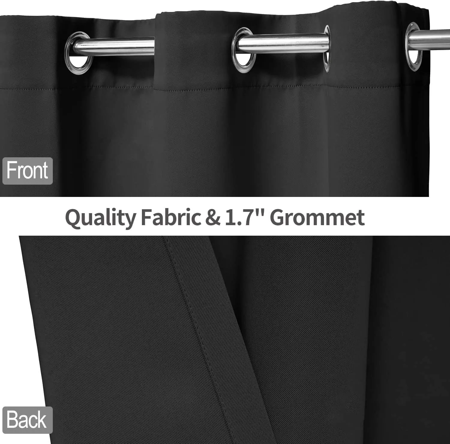 Black Blackout Curtains, Light Blocking Curtains Super Thick Insulated Curtains 84 Inch Length Curtains for Living Room