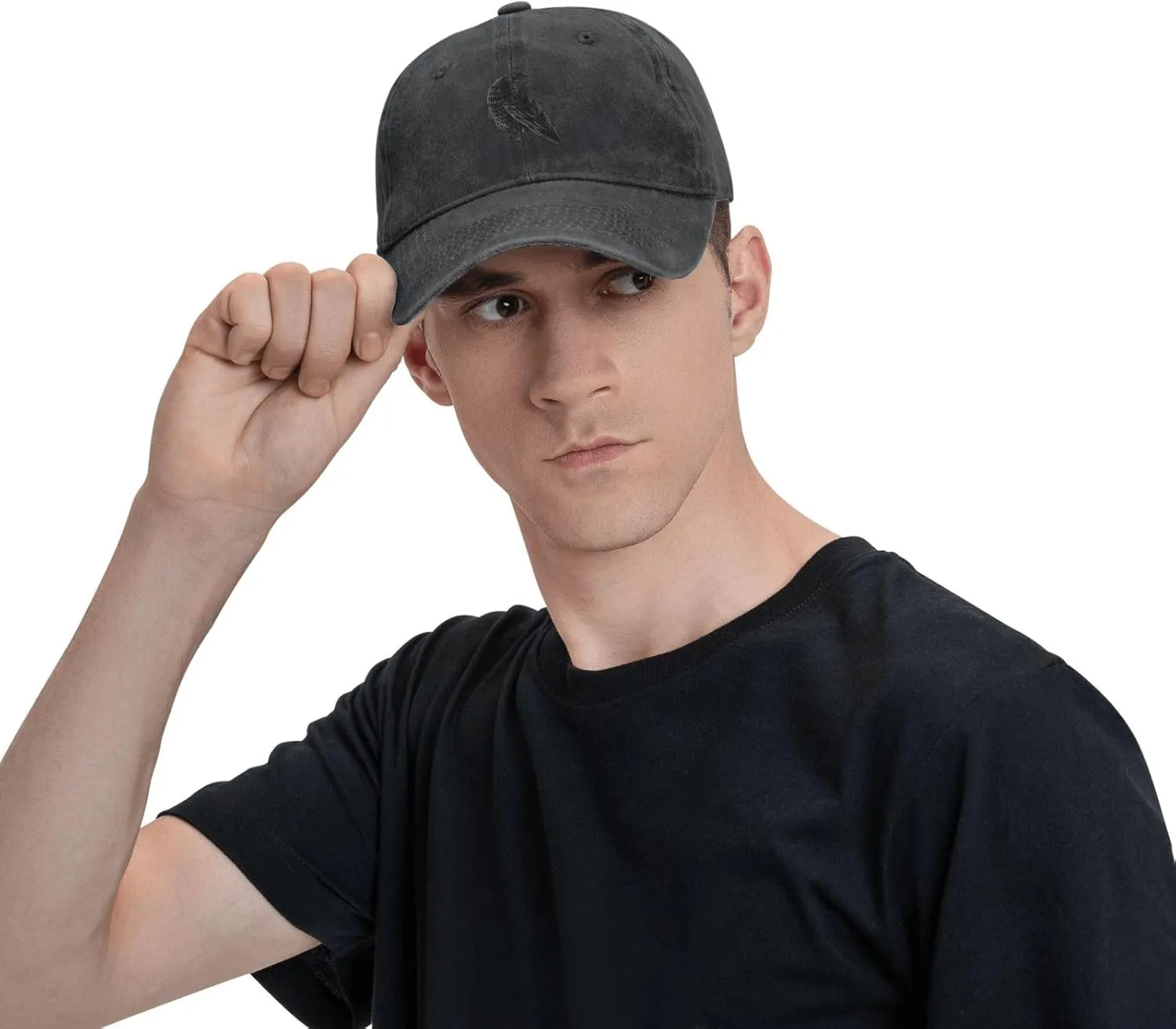 Black Raven Trucker Hat for Men Women Denim Baseball Cap Dad Hat Golf Hats