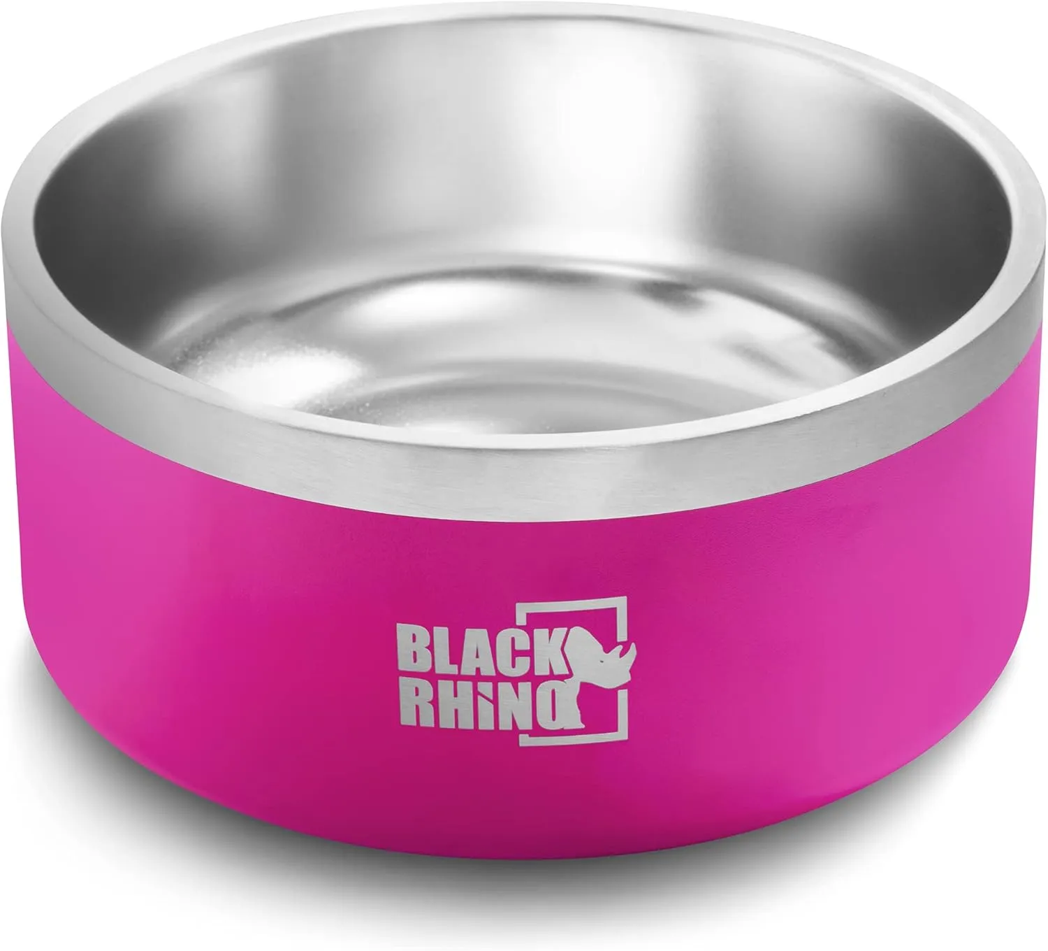 Black Rhino Metal Dog Bowl 64oz - Stainless Steel, Double Insulated Food and Water Bowl - The Dura-Bowl for Small, Medium, and Large Pets - Keeps Pets Drinking Water Cold, Great for Outdoor Use