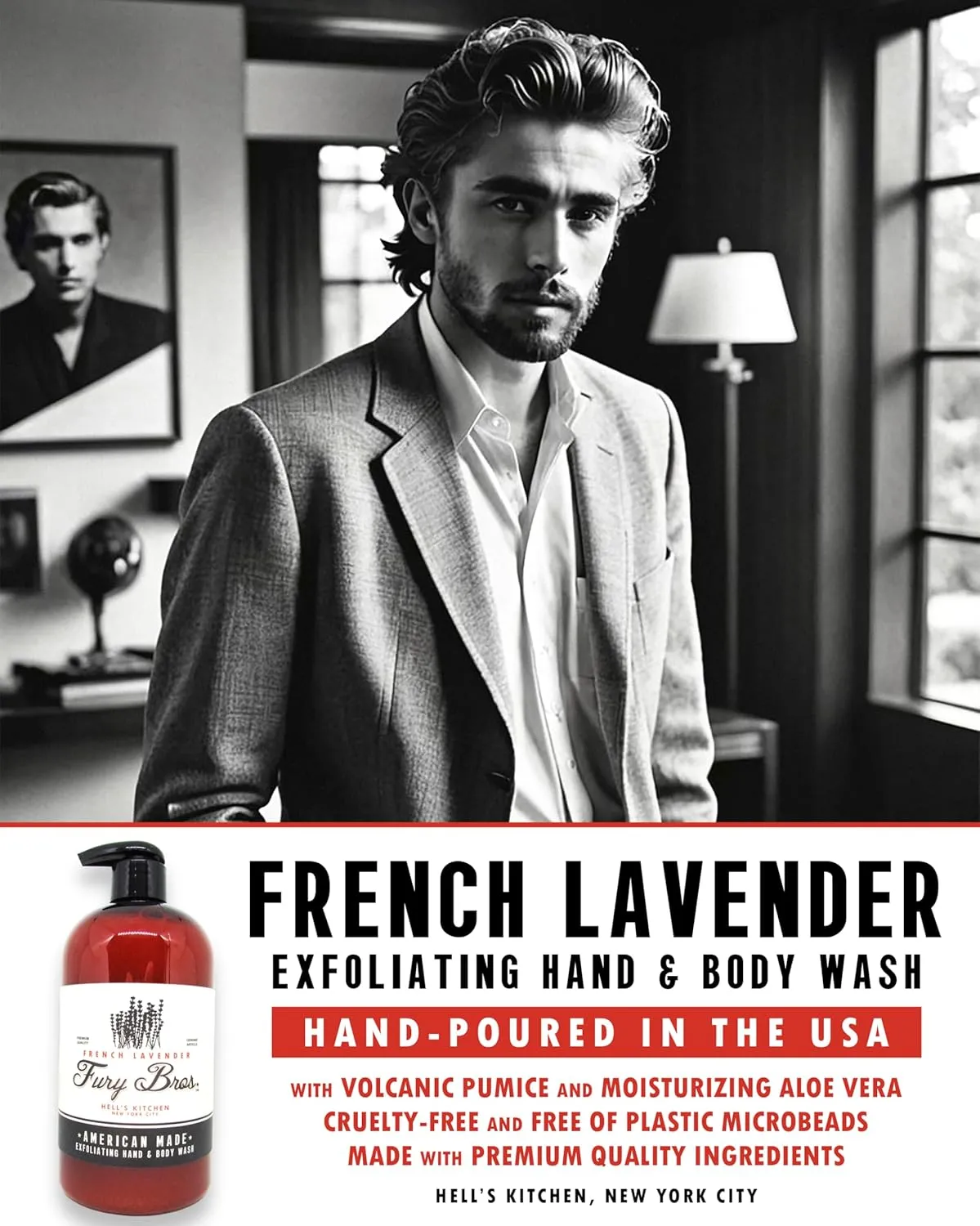 Black Series Hand & Body Wash | French Lavender | Natural Ingredients | Exfoliating Volcanic Pumice | Moisturizing Aloe Vera | Made in USA | Cruelty-Free | Microbead Free | 16 oz