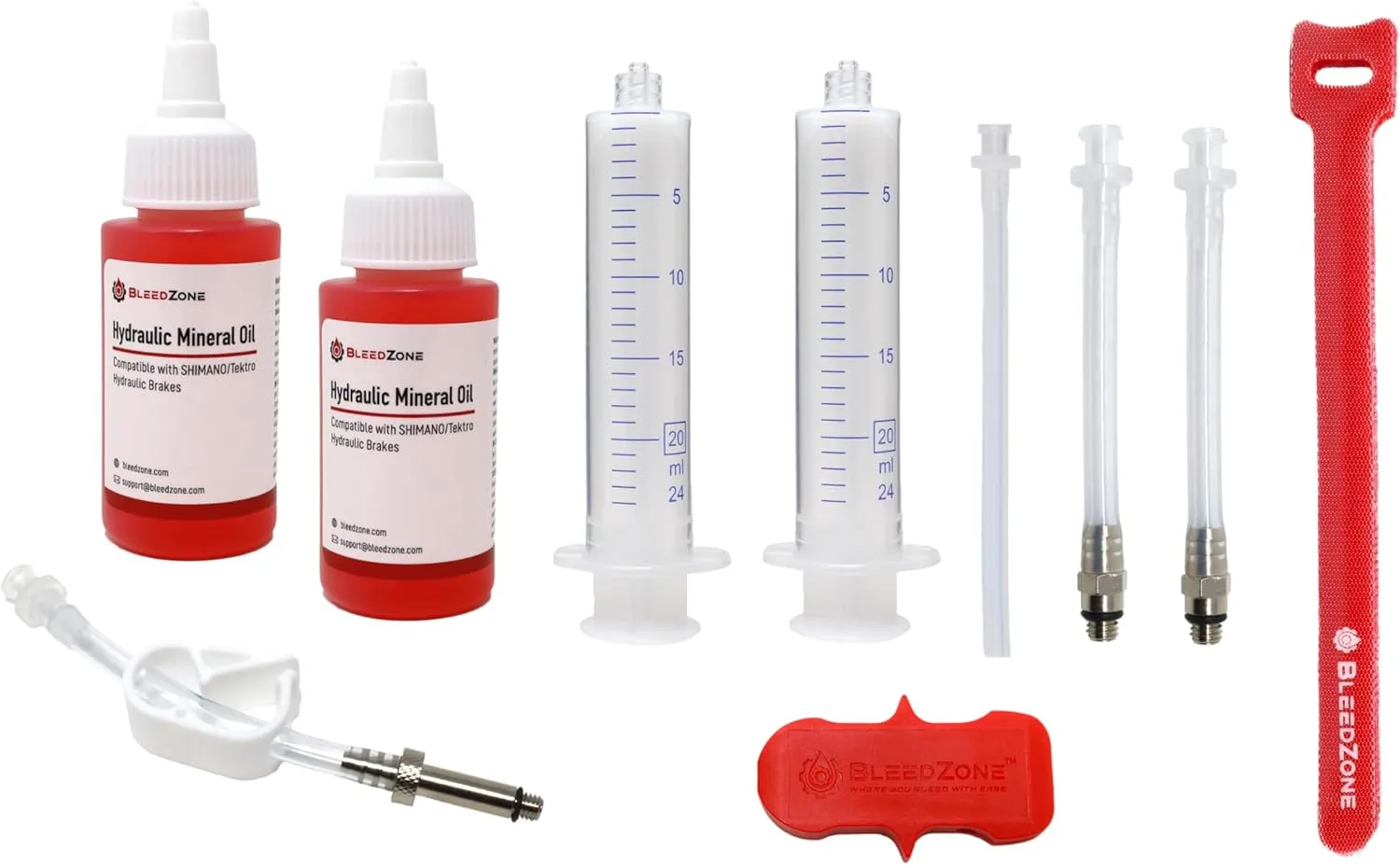 BleedZone Bleed Kit for Tektro Hydraulic Brakes, TRP Hydraulic Brakes with 120ml Mineral Oil - Bicycle Brake Bleed Kit for Hydraulic Brakes with Syringes and Hose - Ideal for Tektro Brake Bleed Kit