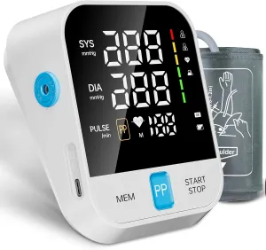 Blood Pressure Monitor for Home Use with Upper Arm Wide Range Cuff (8.7-15.7 Adjustable) & LED Display, Automatic Digital BP Machine Storage Bag, 240 Memories for 2 Users White