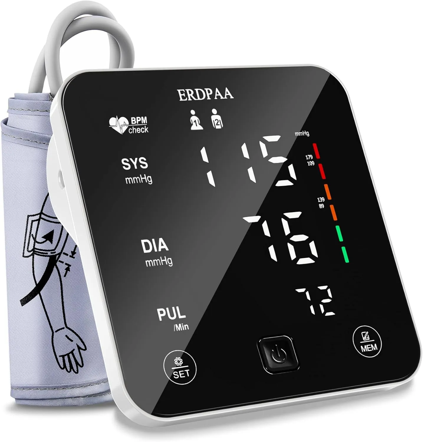 Blood Pressure Monitor for Home Use,Automatic Upper Arm High Blood Pressure Monitor with XL Pressure Cuff, Large Screen Rechargeable Digital Electric Bp Machine with Large Cuff
