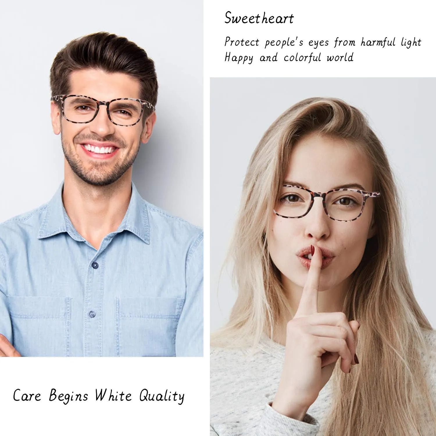 Blue Light Glasses for Woman Men | 99% Blue Light Blocking Glasses for Computer Gaming TV Phone Screen Square Frame | Anti Eyestrain & UV Glare Protection - 5 Pair