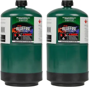 BLUEFIRE Propane Fuel Camping Gas Cylinder Pack of 2 16.4oz >93% Purity All-Purpose Canister Portable Tank Bottle for Outdoor Mini Burner Cooker Stove Heater Cooking Torch Lamp (2 packs)