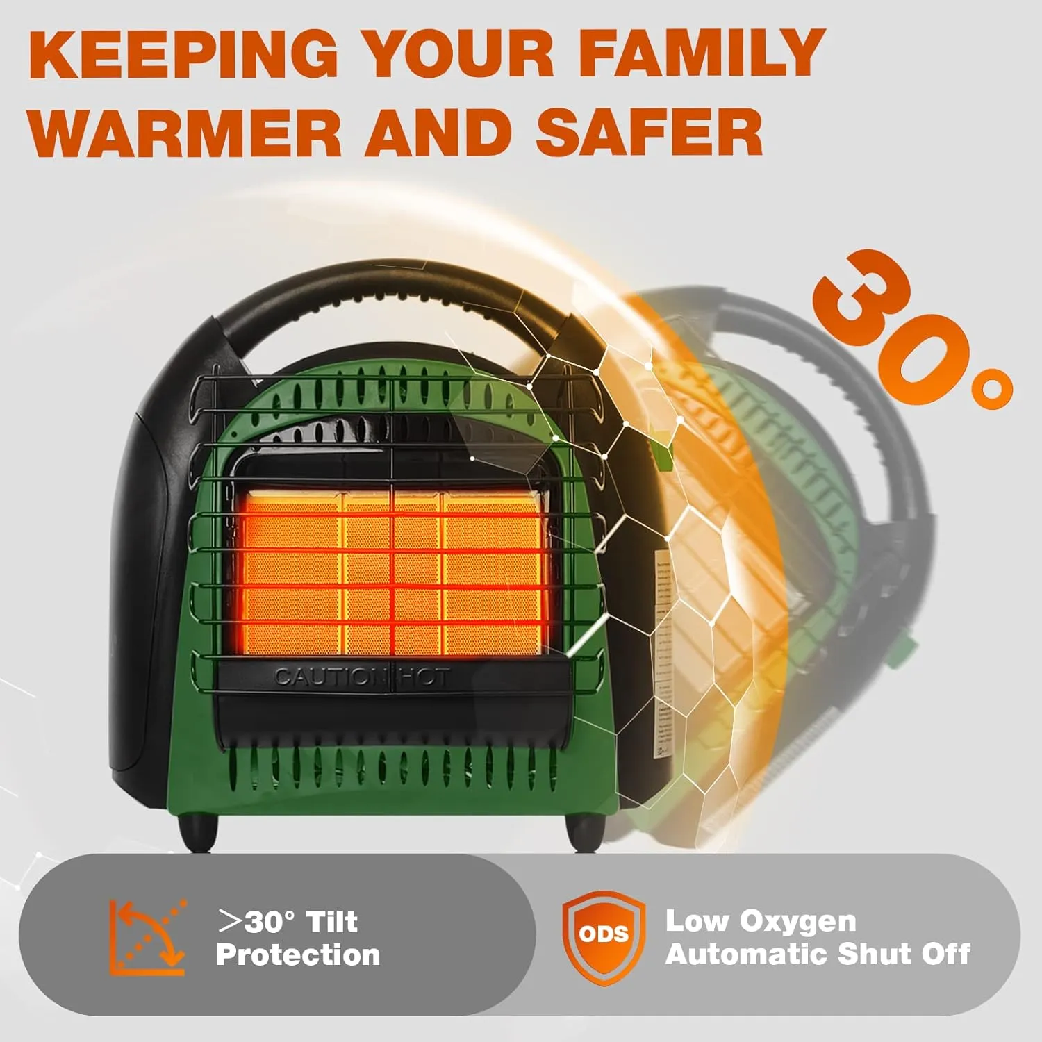 BLUU Propane Heater for Outdoor and Indoor Use 10,000 BTU with Thermostat, Portable Gas Heaters Great for Camping, Patio, Tent & Garage, Tip-Over & Overheat Protection for Safe CSA Compliance (Green)