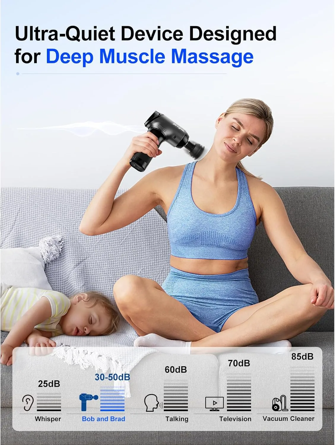 BOB AND BRAD T2 Massage Gun, Deep Tissue Percussion Muscle Massage Gun for Back and Neck, Upgraded 4000 mah Battery, Handheld Electric Back Massager for Athletes Pain Relief, FSA and HSA Eligible