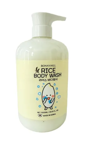 Bonny Hill Rice Body Wash JUMBO SIZE 1000ml/33.81 fl. oz with Pump Dispenser (1000ml, Body Wash)