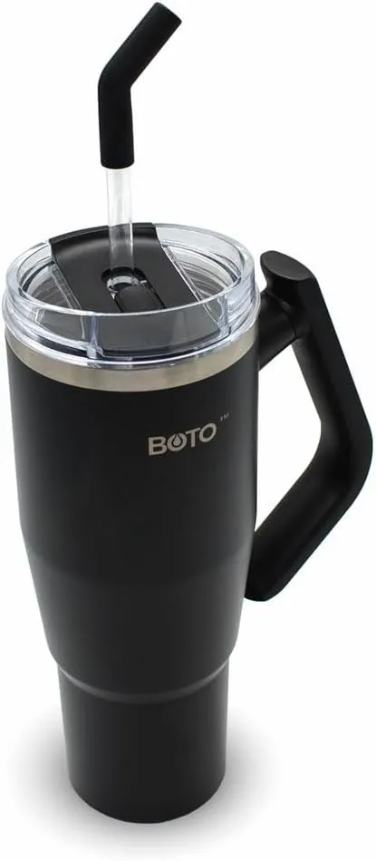 BOTO Tumbler with Handle and Straw | 100% Leak Proof Tumbler, 180° Rotatable Handle, Includes 2 Lids | Water Bottle with Straw, Insulated Tumblers, Stainless Steel