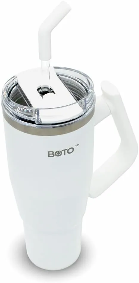 BOTO Tumbler with Handle and Straw | 100% Leak Proof Tumbler, 180° Rotatable Handle, Includes 2 Lids | Water Bottle with Straw, Insulated Tumblers, Stainless Steel