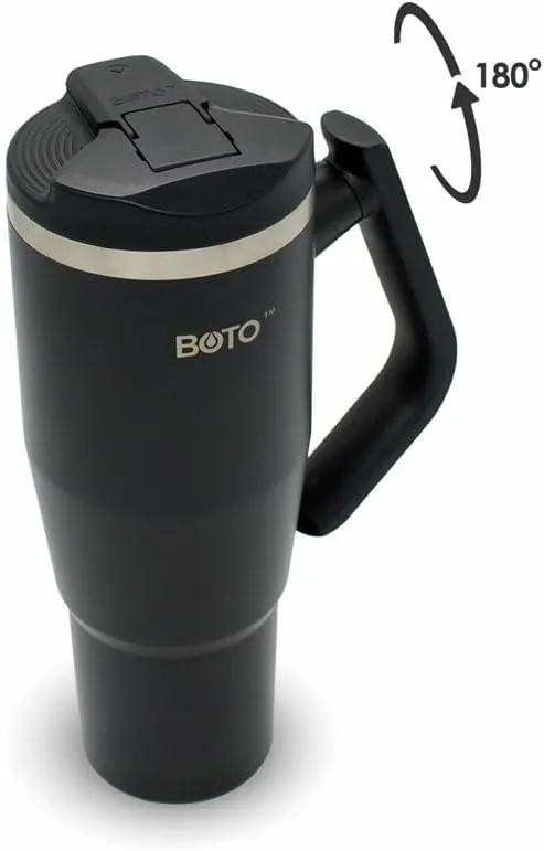 BOTO Tumbler with Handle and Straw | 100% Leak Proof Tumbler, 180° Rotatable Handle, Includes 2 Lids | Water Bottle with Straw, Insulated Tumblers, Stainless Steel