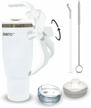 BOTO Tumbler with Handle and Straw | 100% Leak Proof Tumbler, 180° Rotatable Handle, Includes 2 Lids | Water Bottle with Straw, Insulated Tumblers, Stainless Steel