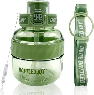 Bottled Joy 16 Oz Sports Water Bottle, Water Bottle with Straw, Portable Water Bottle with Handle Strap, Leakproof BPA Free Tritan Water Bottles for Outdoor Biking Hiking, Gifts for Boys and Girls