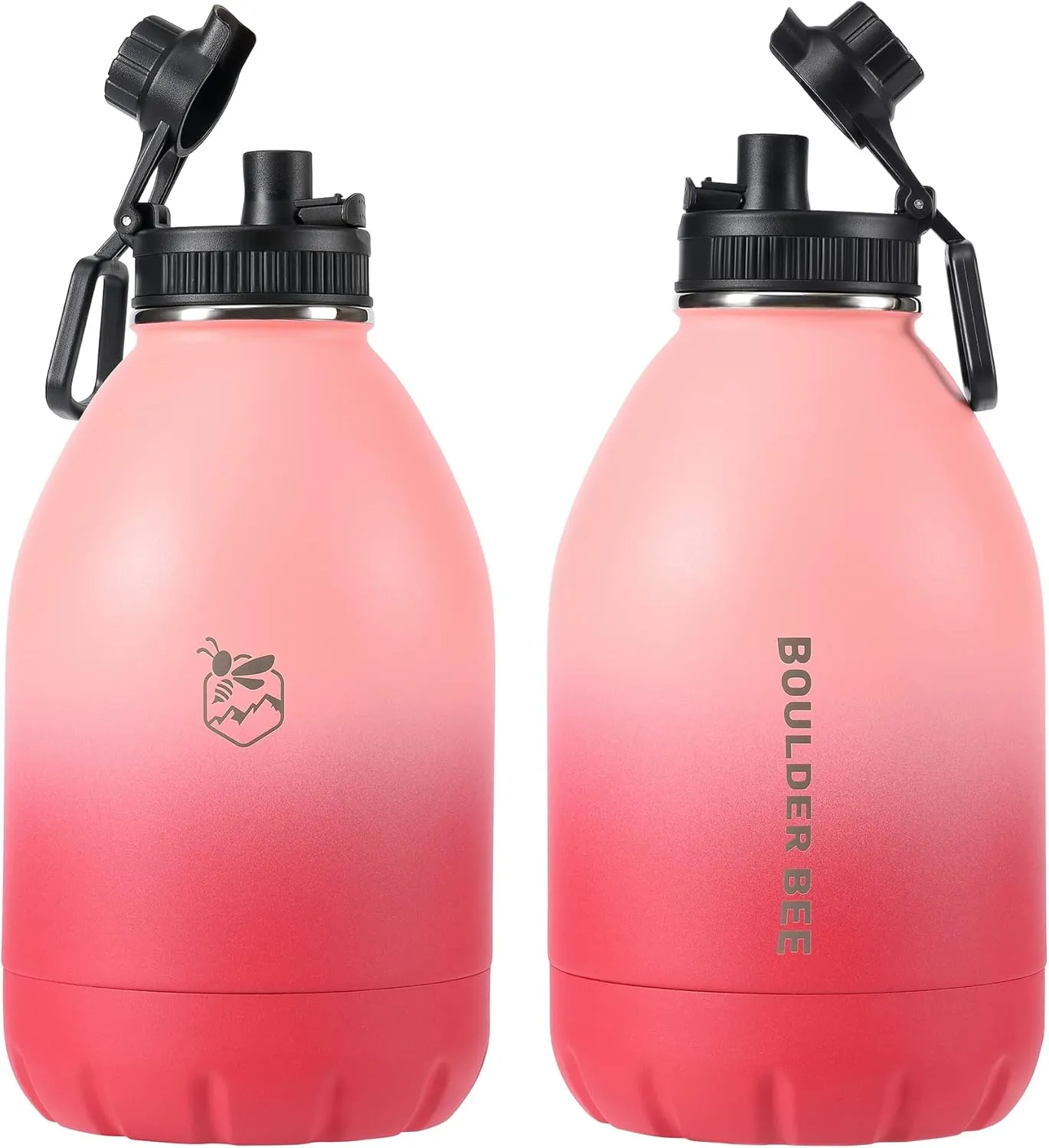 Boulder Bee | 64 oz Insulated Water Bottles | Stainless Steel Thermos for Hot & Cold Drinks | Double Vacuum Walled Gym Water Bottle | Large Metal Jug for Travel, Hiking, Camping (Pink)
