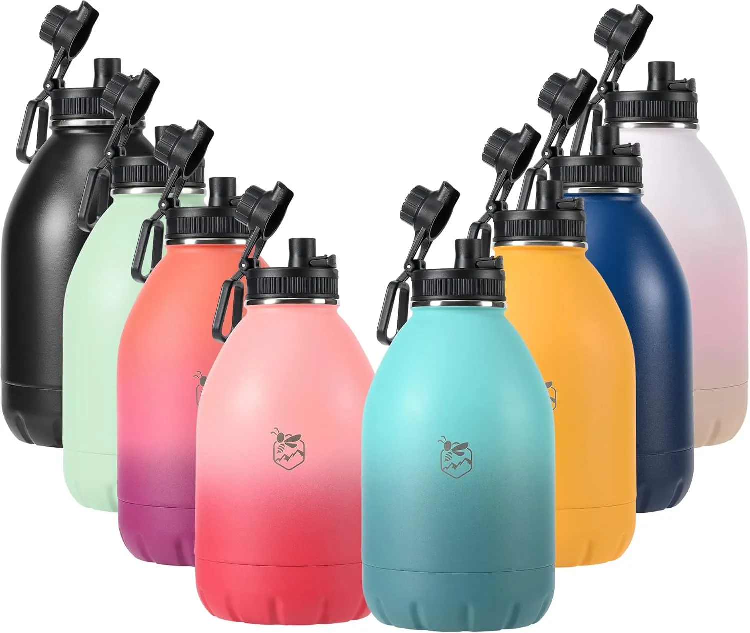 Boulder Bee | 64 oz Insulated Water Bottles | Stainless Steel Thermos for Hot & Cold Drinks | Double Vacuum Walled Gym Water Bottle | Large Metal Jug for Travel, Hiking, Camping (Pink)