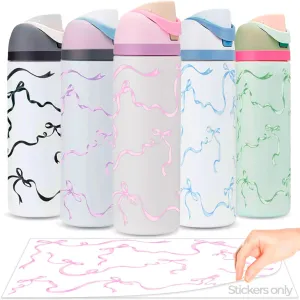 Bows Stickers for Custom Owala Accessories - Cute Tumbler Decals, Fits 24oz Urban Outfitters Owala Bottles (Bubble Bliss Bow, Pink)