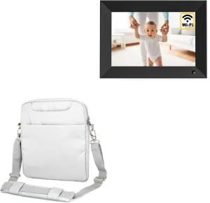 BoxWave Case Compatible with Arktronic 10.1 in Picture Frame Smart WiFi Digital - Encompass Urban Bag, Over Shoulder Messenger Straps Handle Bag Pockets - Cool Grey