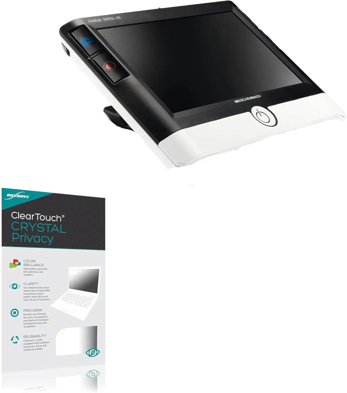 BoxWave Screen Protector Compatible with Eschenbach Visolux Digital HD 1652-1 - ClearTouch Crystal Privacy (2-Pack), Privacy Screen Protector Flexible Film Clear