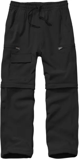 Boys Kids Hiking Cargo Pants, Youth Outdoor Quick Dry UPF 50 Lightweight Waterproof Climbing Caming Safari Convertible Pants