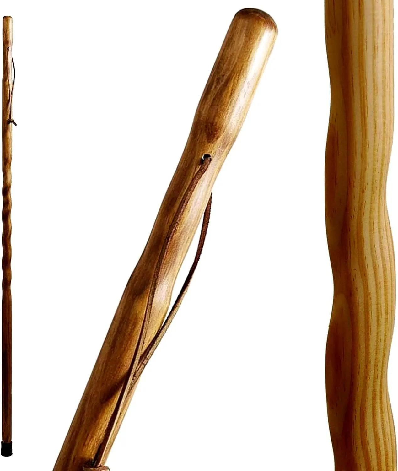 Brazos Handcrafted Wood Walking Stick, Twisted Pine, Trekker Style Handle, for Men & Women, Made in The USA, 55"