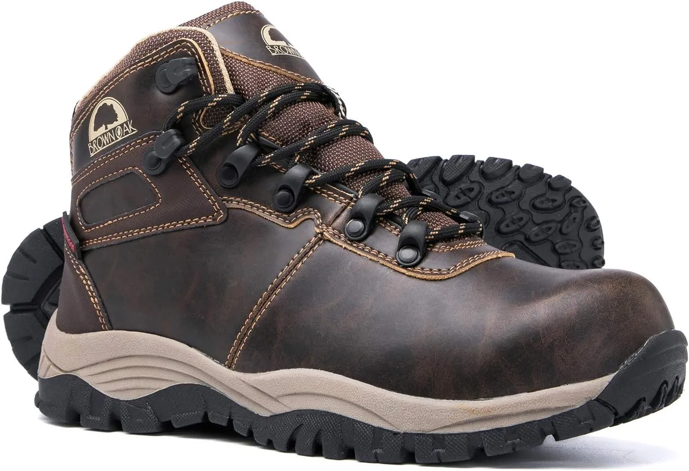 Brown Oak Womens Waterproof Lightweight Trekking Camping Backpacking Shoes Work Hiking Boots