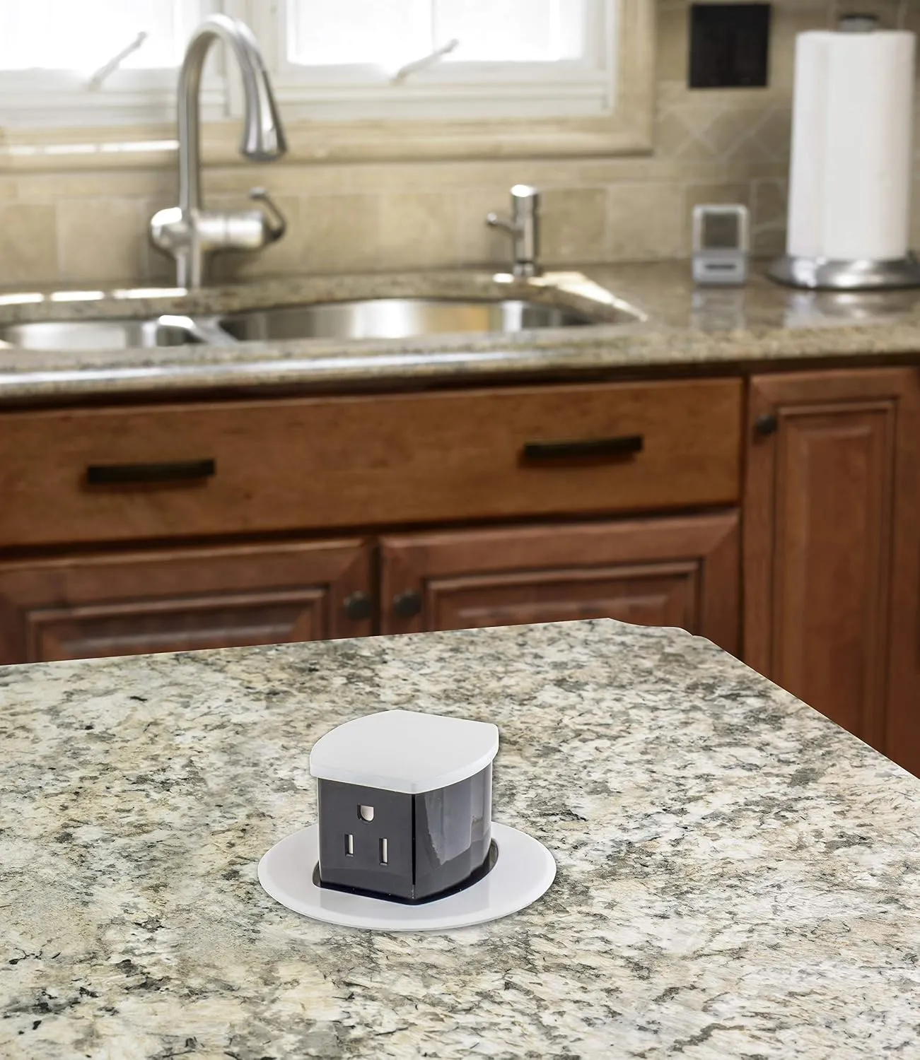 Bryant Electric RCT200W 15A 125V Tamper Resistant Pop-Up Countertop Receptacle Surface Mount, 15 Amp, Powder Coated White