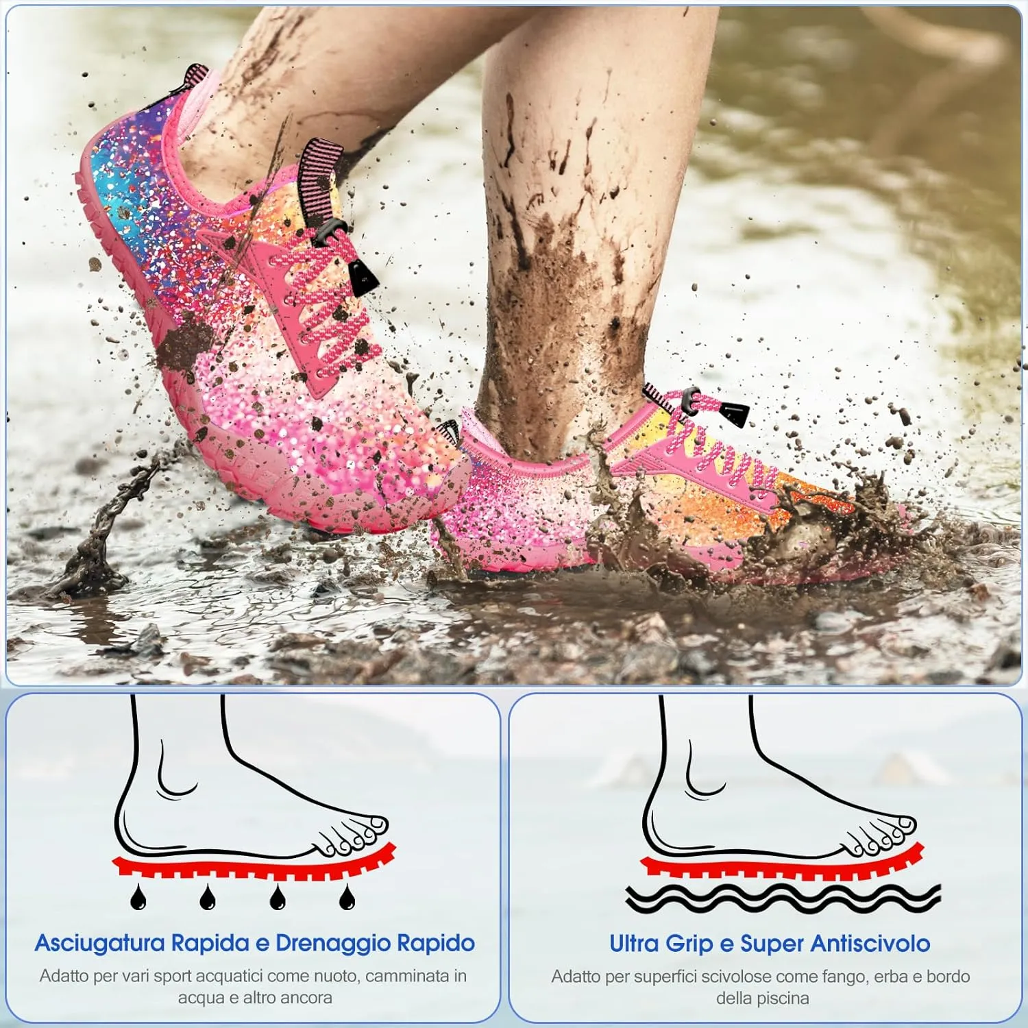 Built-in Heel Grips Water Shoes for Kids Girls Boys Hiking Wide Barefoot Swim Beach Pool Big Kid