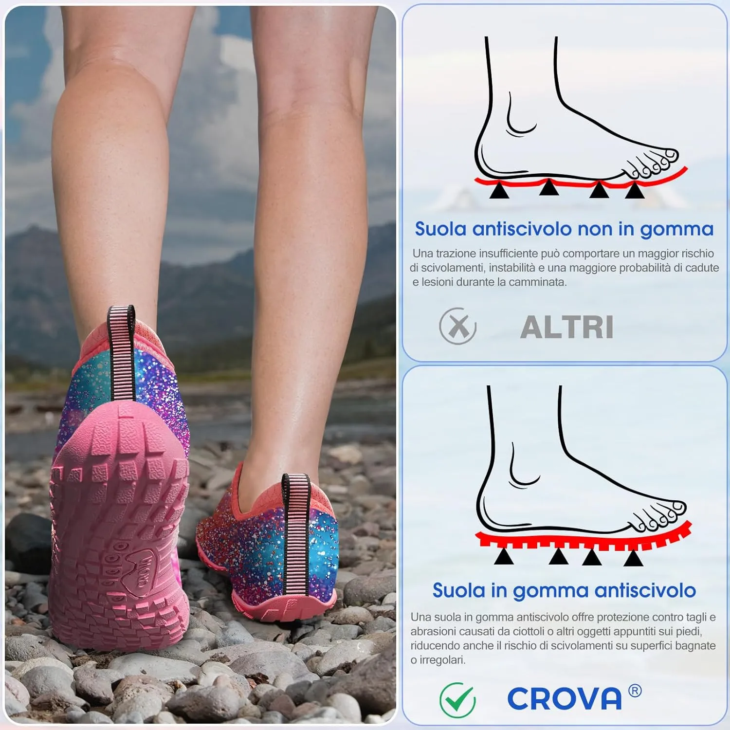 Built-in Heel Grips Water Shoes for Kids Girls Boys Hiking Wide Barefoot Swim Beach Pool Big Kid