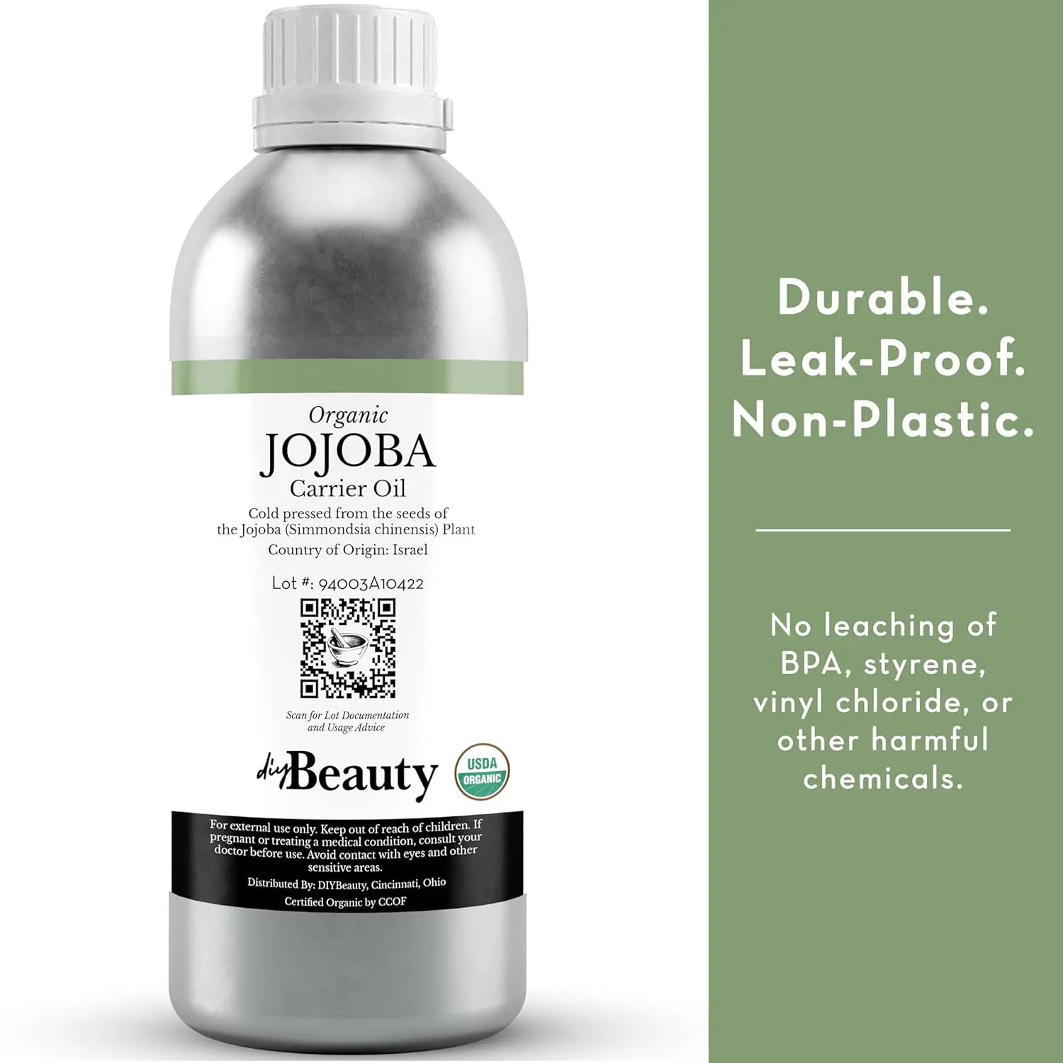 Bulk Jojoba Oil - 16 Fl Oz Large Size Wholesale Bottle - Organic, Golden, Virgin, 100% Pure, Cold Pressed from the Seeds of the Jojoba Plant - Unrefined Aceite de jojoba