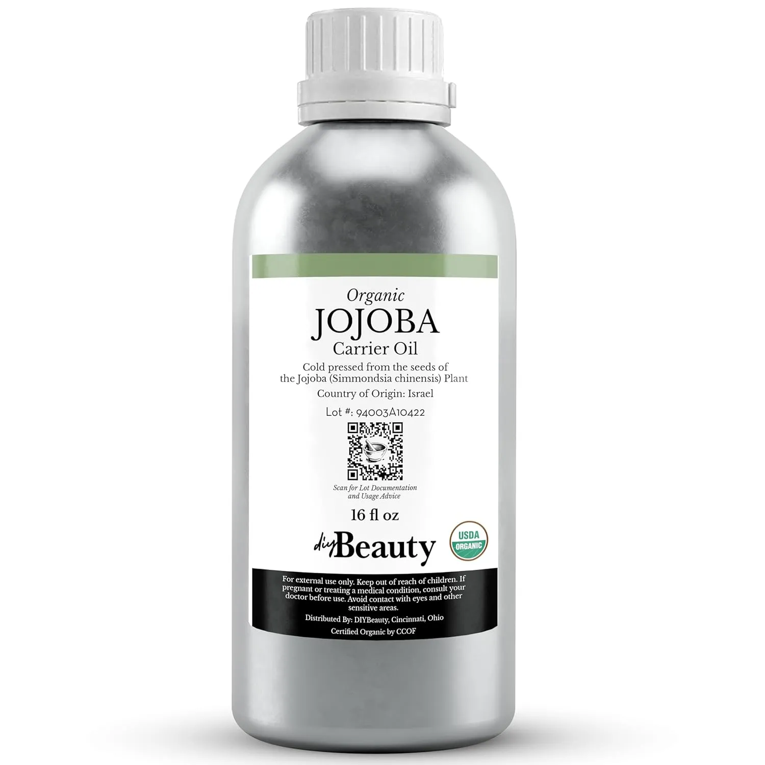 Bulk Jojoba Oil - 16 Fl Oz Large Size Wholesale Bottle - Organic, Golden, Virgin, 100% Pure, Cold Pressed from the Seeds of the Jojoba Plant - Unrefined Aceite de jojoba