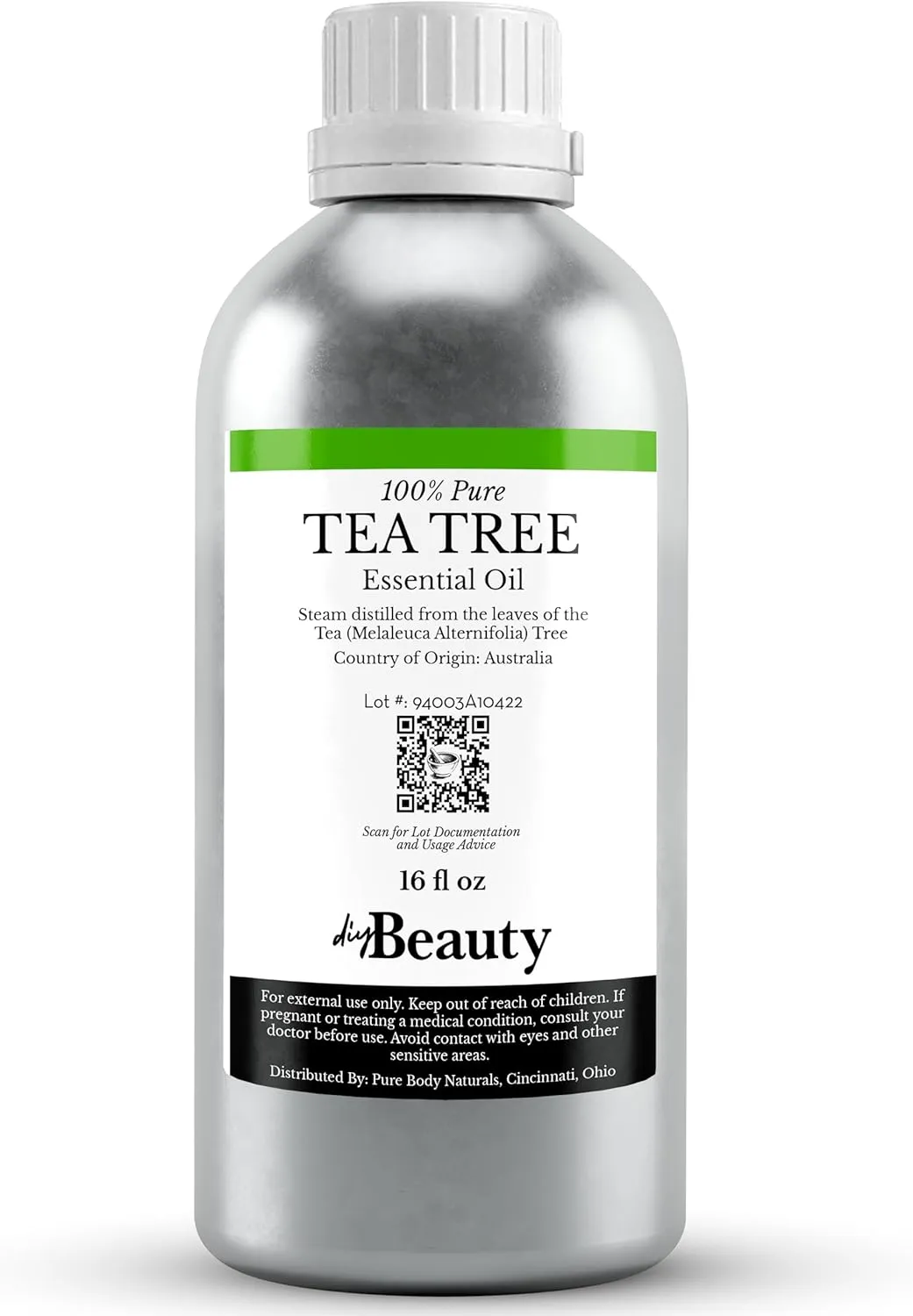 Bulk Tea Tree Oil - 16 Fl Oz Large Size Big Bottle - 100% Pure & Organic Tea Tree Oil for Skin, Hair, Face, and Scalp - Steam Distilled