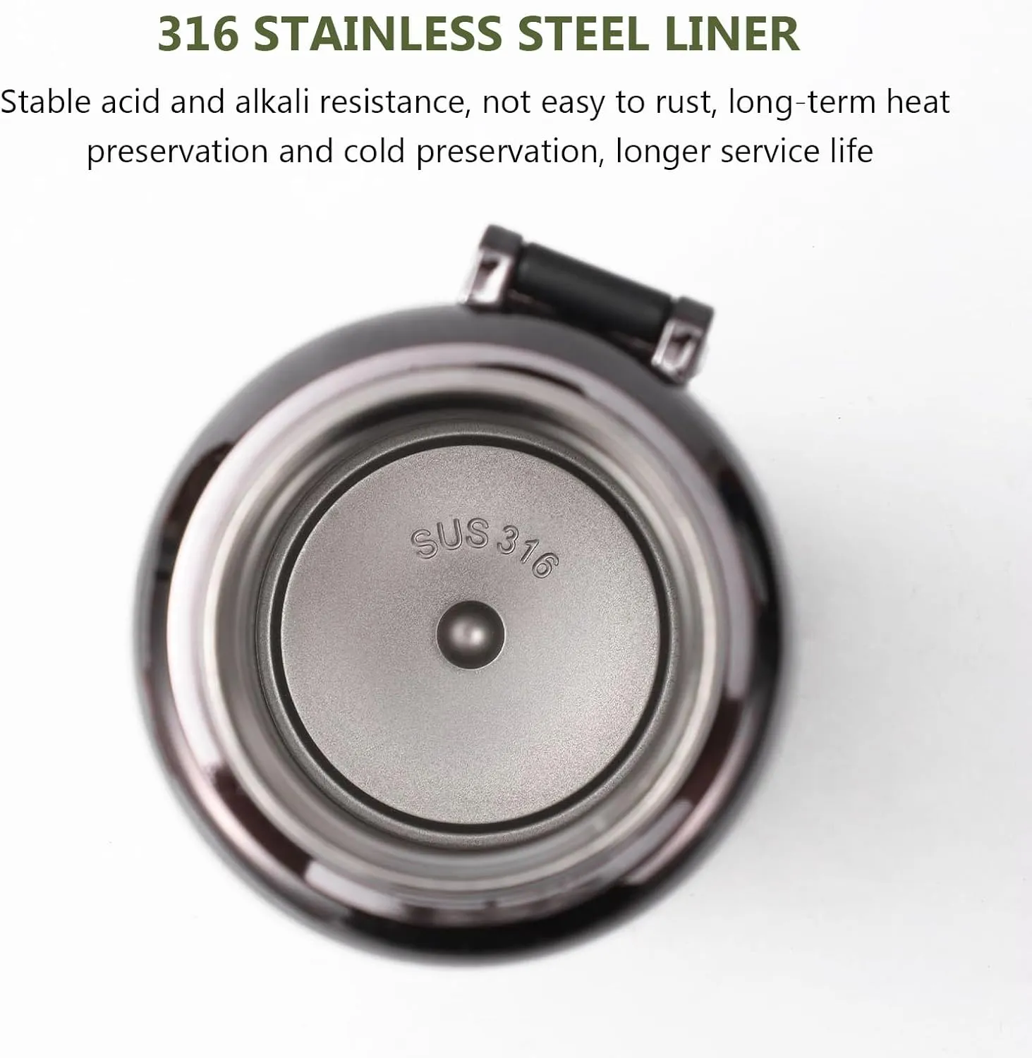 Business Insulated Water Bottles Stainless Steel Thermos Cups,Carrying Loop,BPA-Free,Double wall vacuum, leak-proof,Wide Mouth Coffee Tea Cup (B-Green, 1000ml)