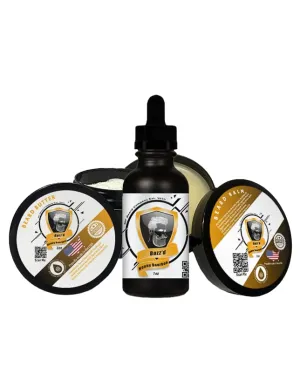 Buzz'd Beard Care Kit- (Honey & Bourbon Scented) Complete Grooming Set for Healthy Beard