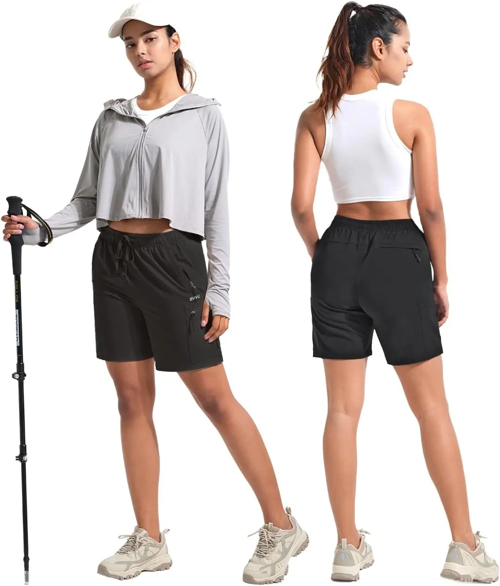 BVVU Women's Hiking Cargo Shorts Lightweight 7" Athletic Shorts for Women Quick Dry Casual Travel with Pockets