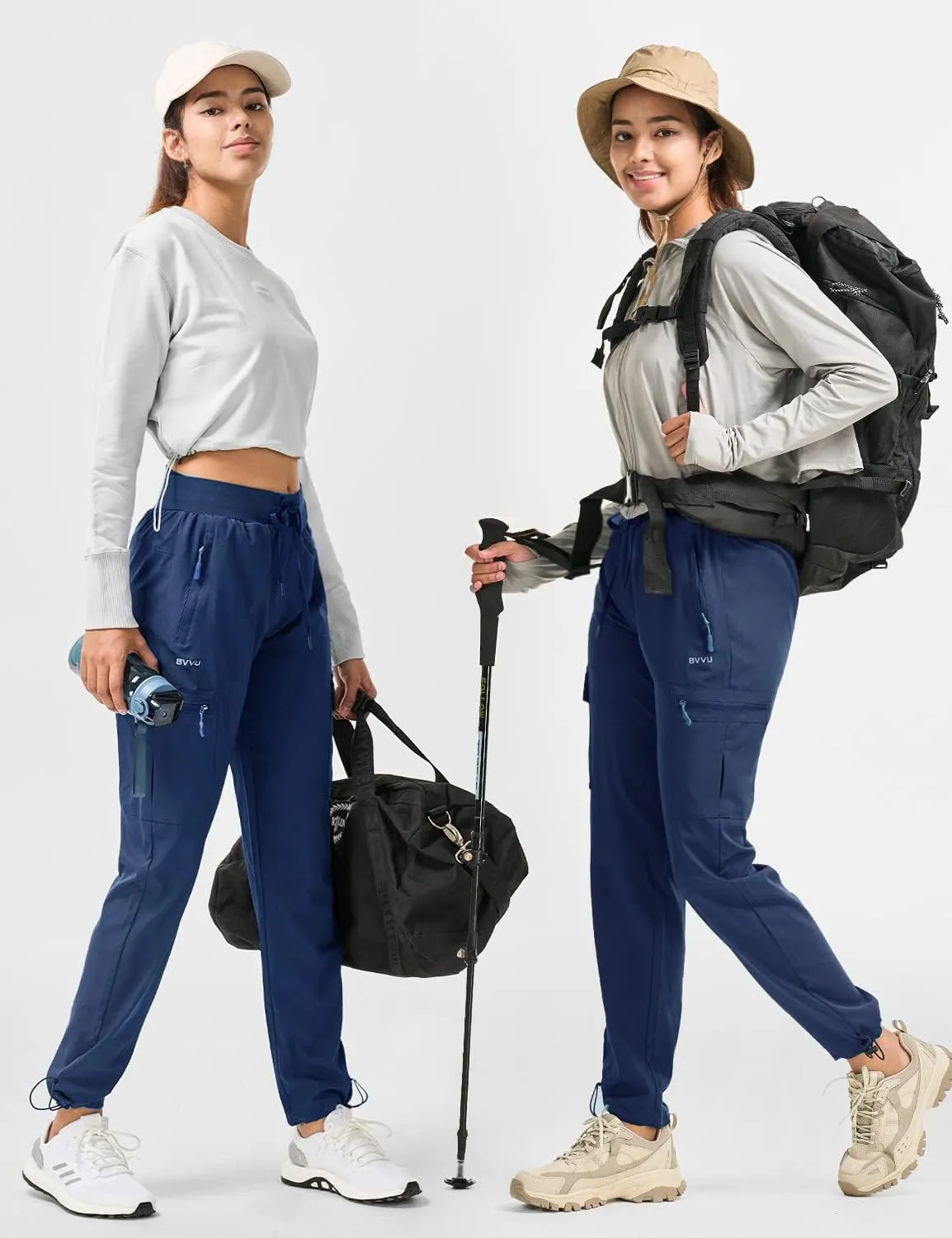 BVVU Women's Hiking Pants Lightweight Quick Dry Travel Outdoor Pants Waterproof Work Cargo Joggers with Zipper Pockets
