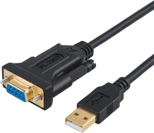 CableCreation USB to RS232 Adapter with PL2303 Chip 3.3 FT, USB 2.0 to RS232 Female DB9 Serial Converter Cable for Cashier Register, Modem, Scanner, Digital Cameras, CNC, 1M Black