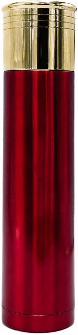 Caliber Gourmet 12 Guage Shotgun Shell Thermo Bottle 32 Ounces, Vacuum Insulated Stainless Steel - Novelty Gift For Christmas - Great for Your Camping Accessories or Camping Gear, One Size, Bold Red