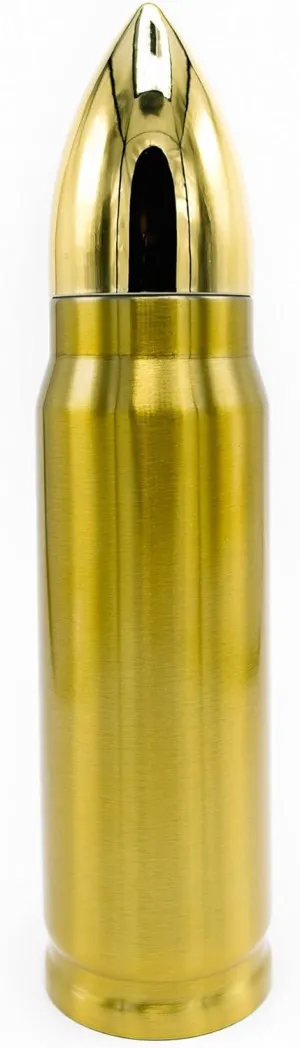 Caliber Gourmet Bullet Shaped Thermos Bottle - 17oz Novelty Bullet Tumbler Thermos, vacuum insulated Stainless Steel Flask, Ideal for Hunters, Military Enthusiasts and for a Multi