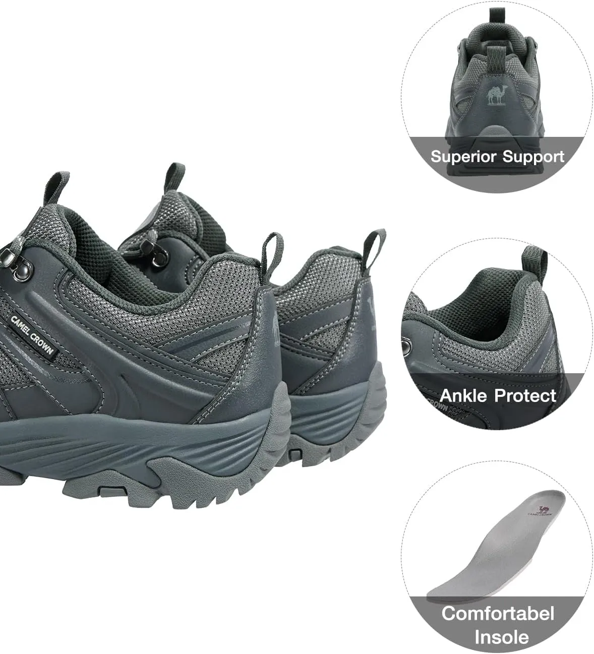 CAMEL CROWN Hiking Shoes Men Breathable Non-Slip Sneakers Lightweight Low Top for Outdoor Trailing Trekking Walking